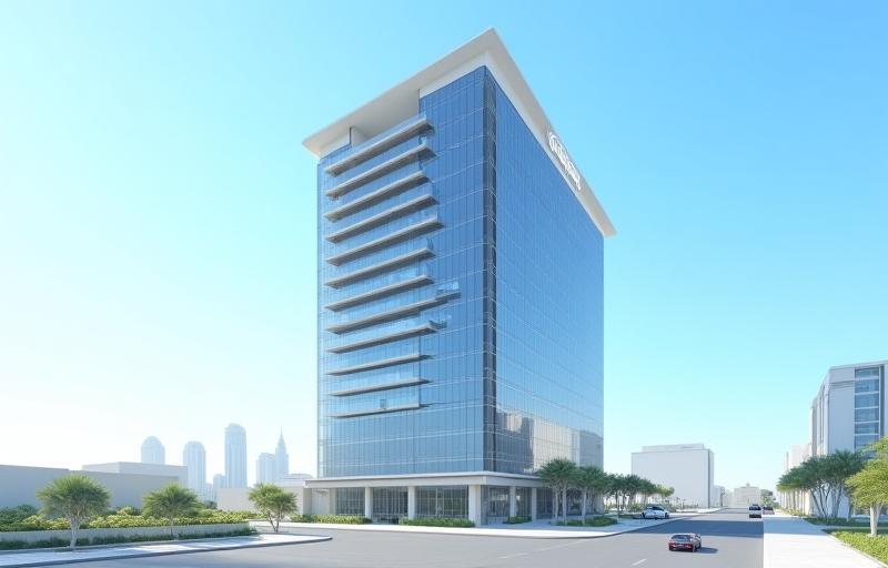 Exterior view of the modern Gulf Climate Analytics office building in Dubai